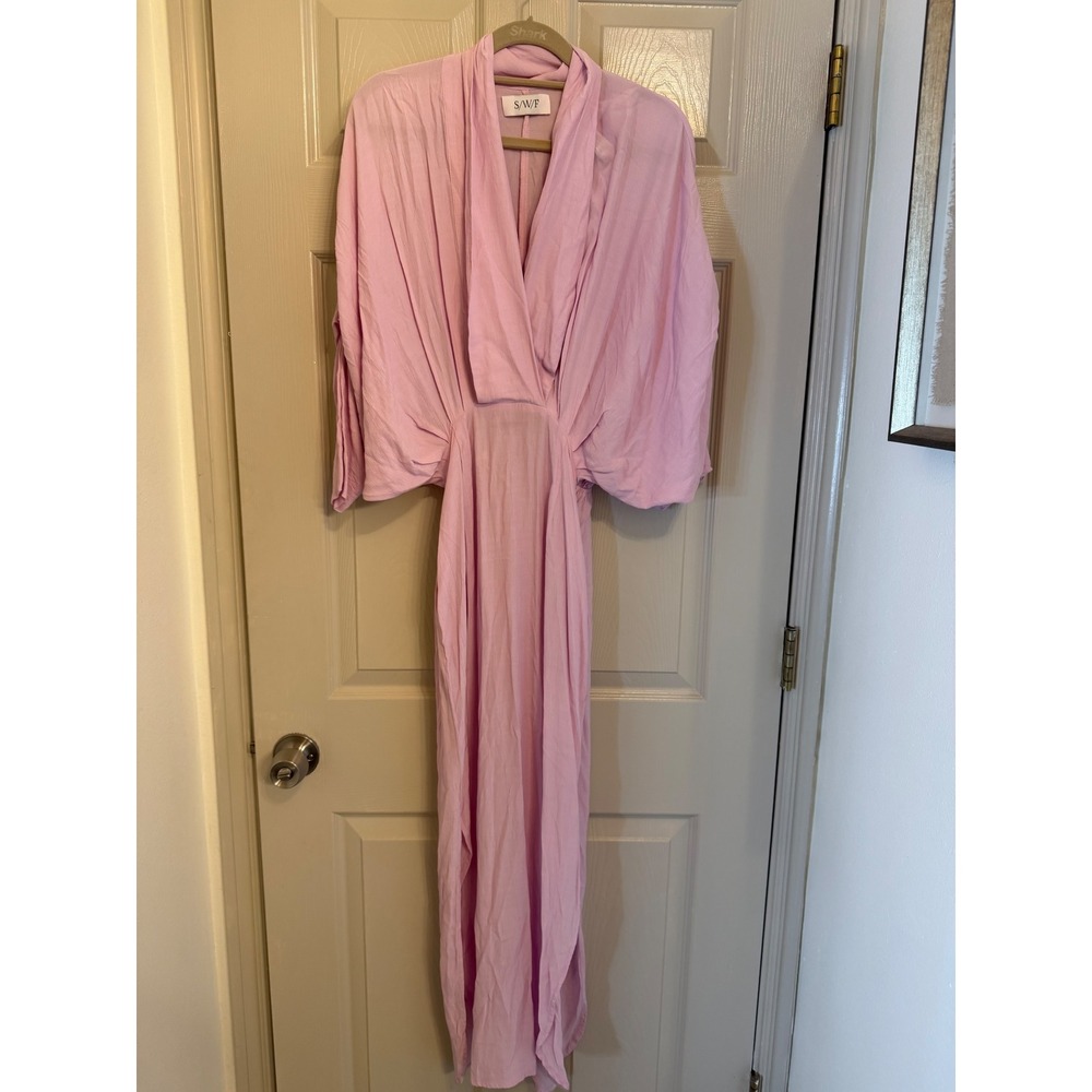 S/W/F Pink Rayon Maxi Dress V-Neck Dolman Sleeve Elastic Waist XS